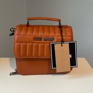 NWT STEVE MADDEN BSaul Quilted Top Handle Crossbody With 2 Straps in Whiskey